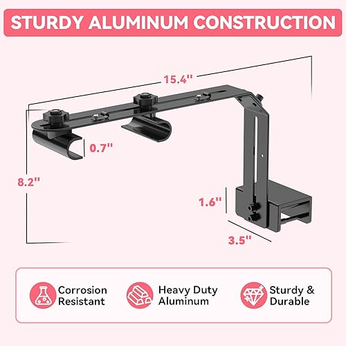 hygger Aquarium Light Riser Fits 957 978 999 918, Universal Fish Tank Light Holder Adjustable Led Aquarium Light Mounting Bracket, Sturdy Aluminum Ultra Wide Base1.7''