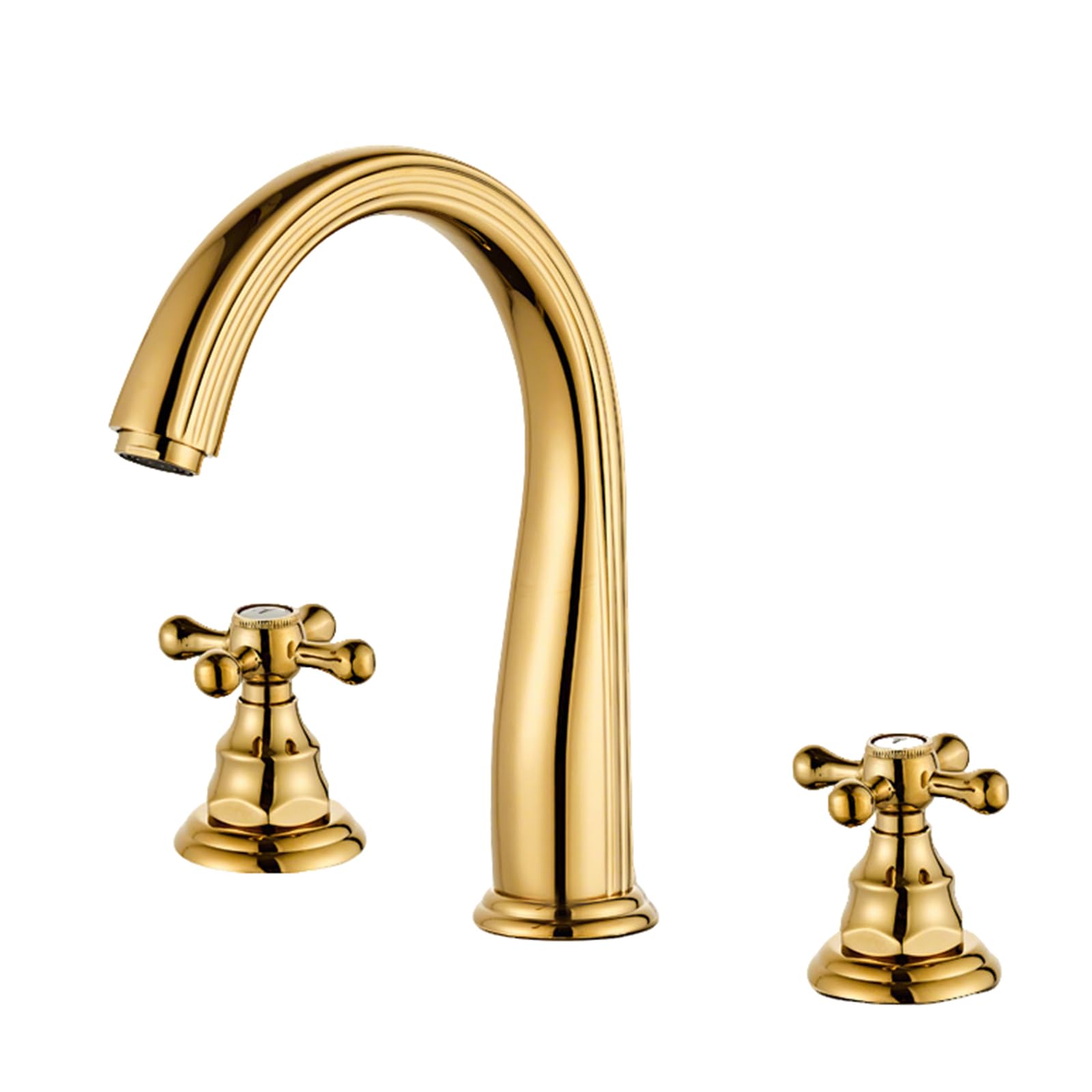Robinet de salle de bain or en laiton brossé pour lavabo chic à 3 trous