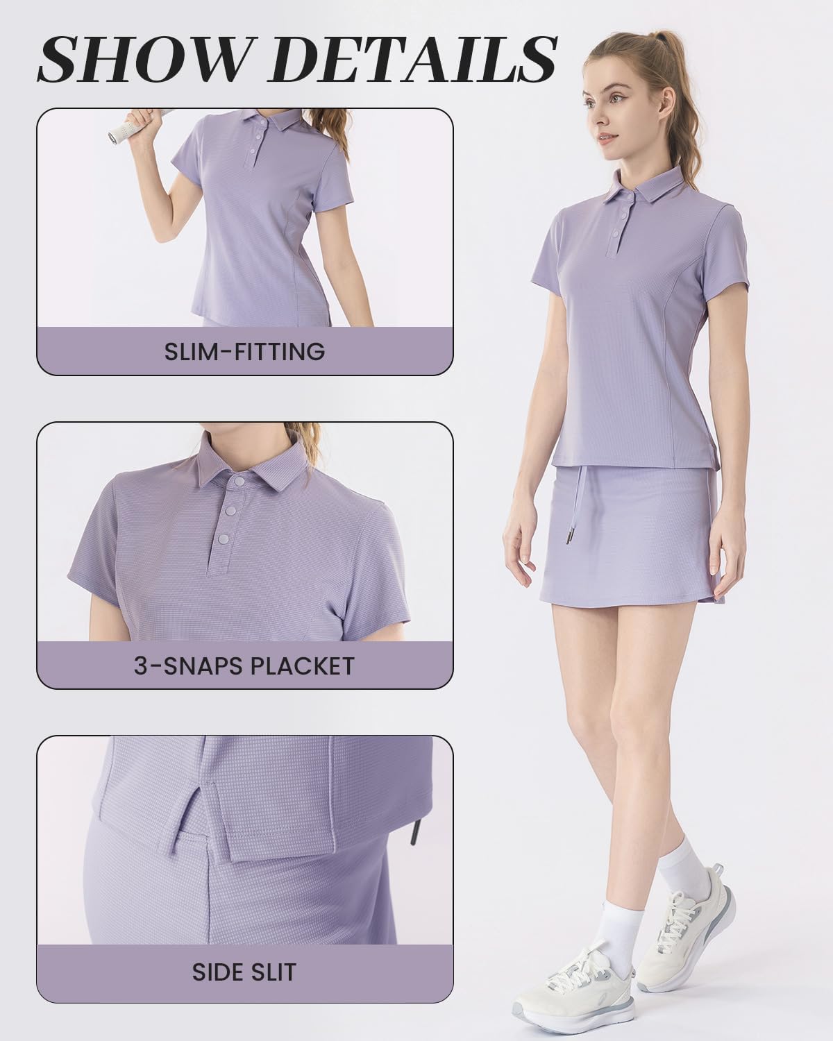 Women's Light Blue Slim-Fit Polo Shirt - UV Protection, Moisture-Wicking, Stretchy Fabric for Golf & Daily Wear - Image 2