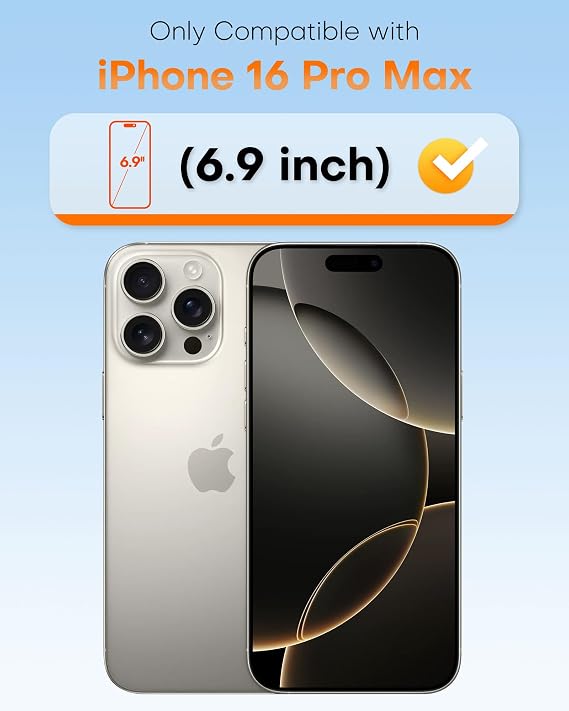 TOCOL 2+1 Pack for iPhone 16 Pro Max Screen Protector+Camera Lens Protector
