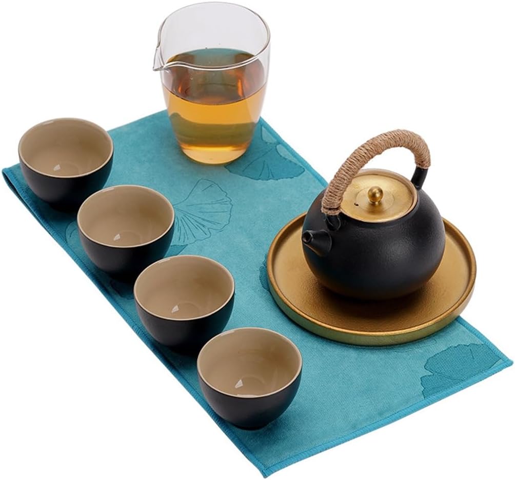 Black Ceramic Kung Fu Tea Set Chinese Tea Set for Home and Office Portable Set Outdoor Travel Tea Cup