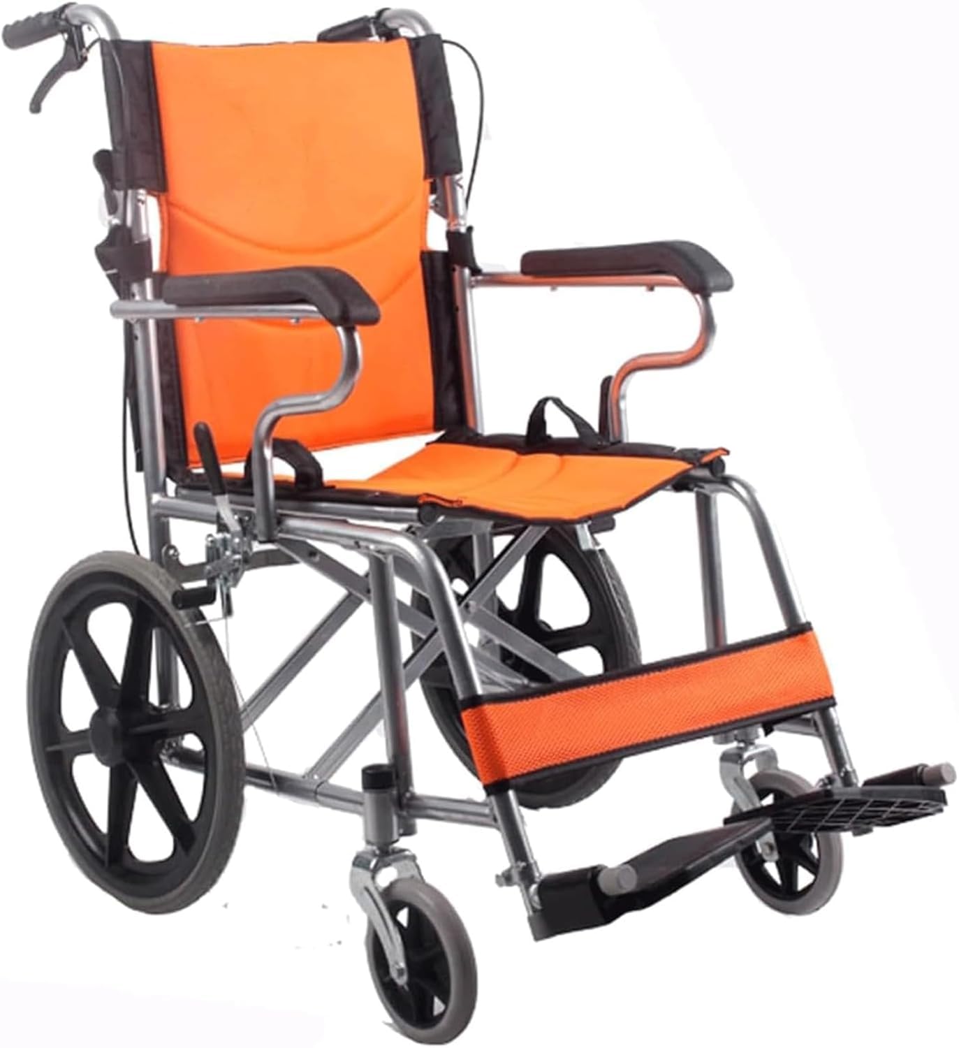 Silla De Ruedas Ligera Y Plegable, Ultraligera, con Freno En Las Empuñaduras, Ideal para Personas con Discapacidad Y Mayores, Reposapiés Y Reposabrazos., C