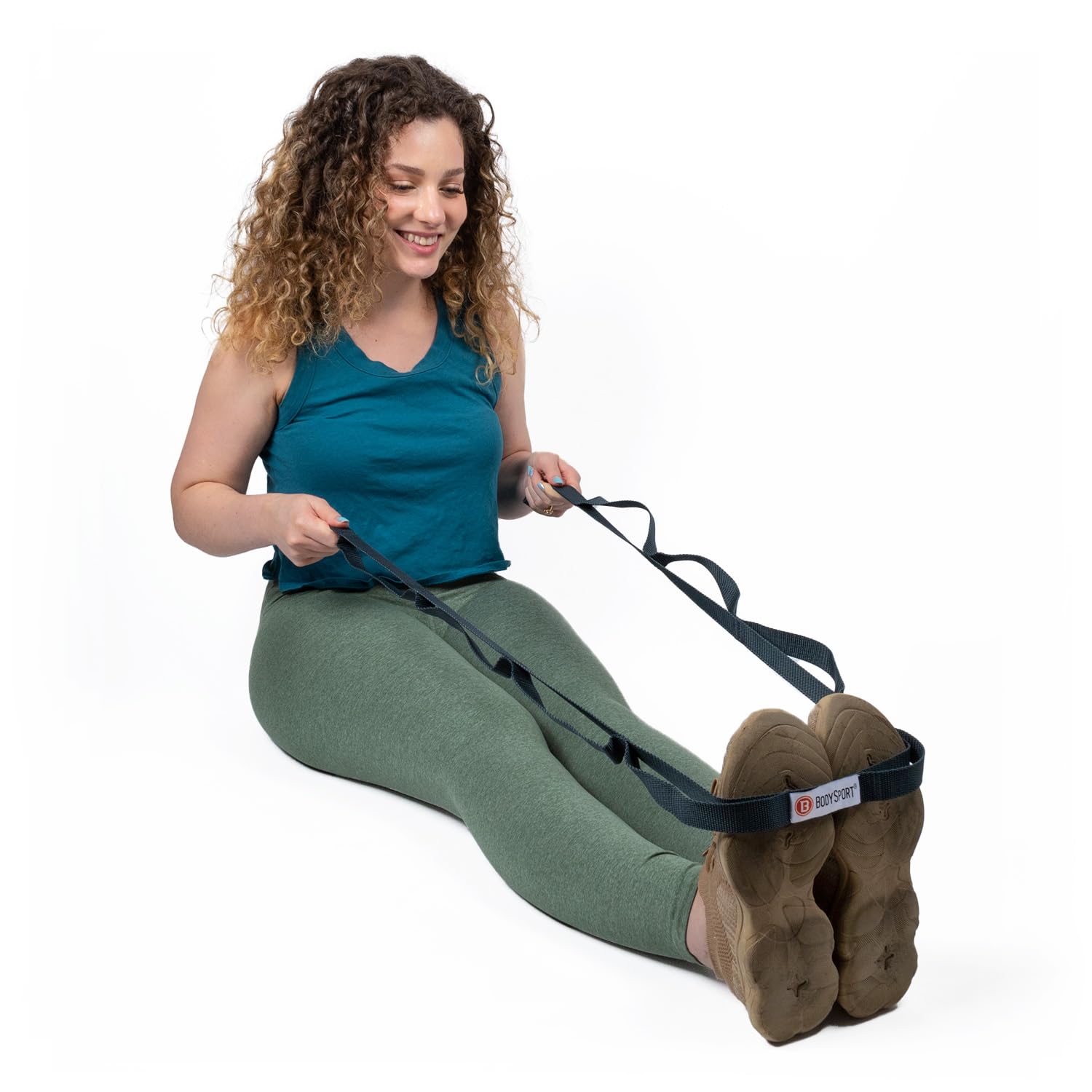 Body Sport Static Stretch Strap, 6 ft. Long - Durable Woven Tool for Home Fitness & Gym with Loops for Yoga, Stretching, Physical Therapy & Rehab