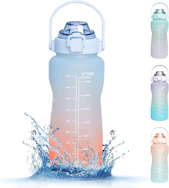 RaMokey 2.2 Litre Water Bottle with Straw, Sports Water Bottles with Handle, Leak Proof Tritan Drinks Bottle BPA Free for Gym Fitness Outdoor Sports