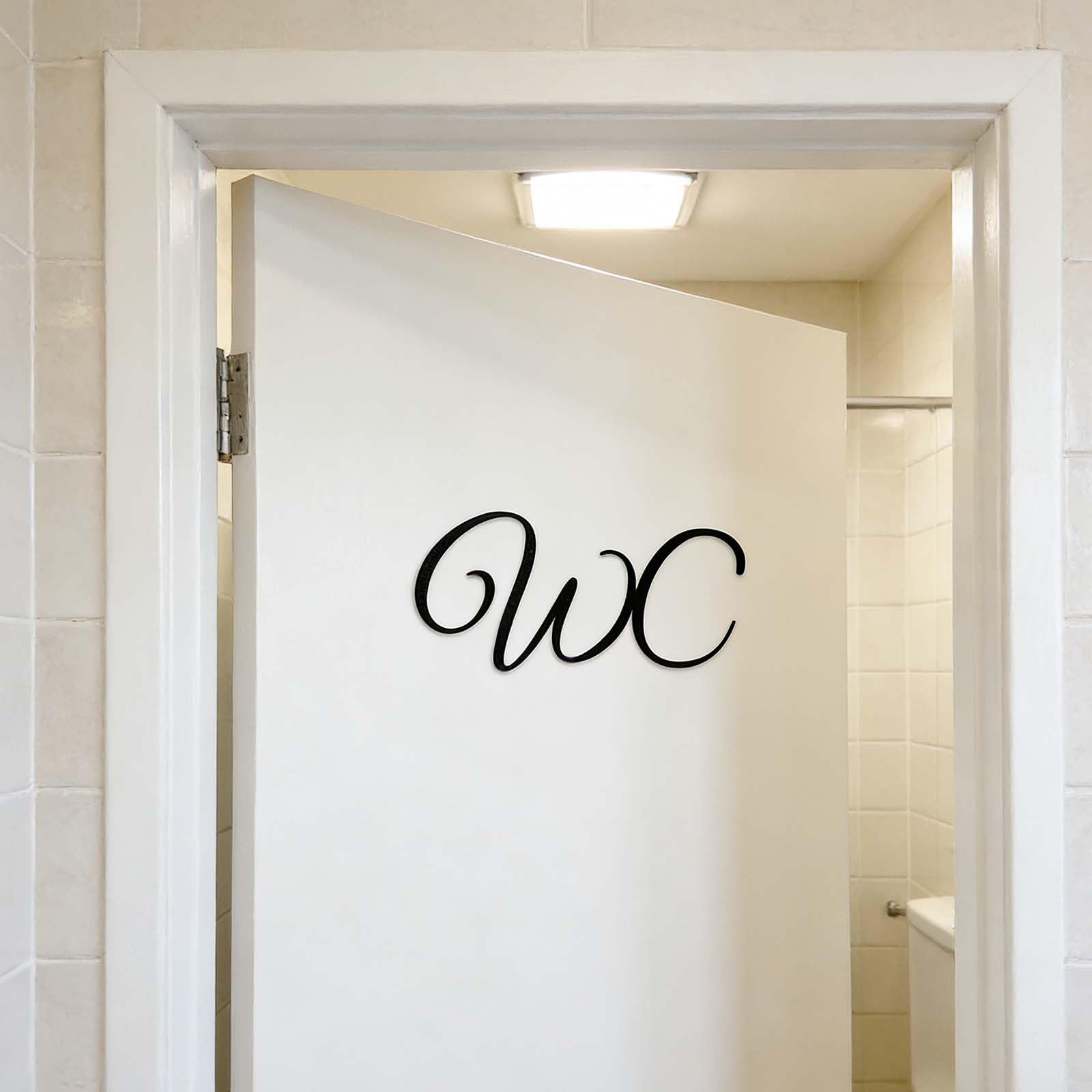 2 carteles autoadhesivos para puerta de inodoro de 15 x 10 cm, pegatinas para puerta de inodoro, resistente para inodoro, baño de invitados, práctico cartel para puerta de inodoro, adhesivo para