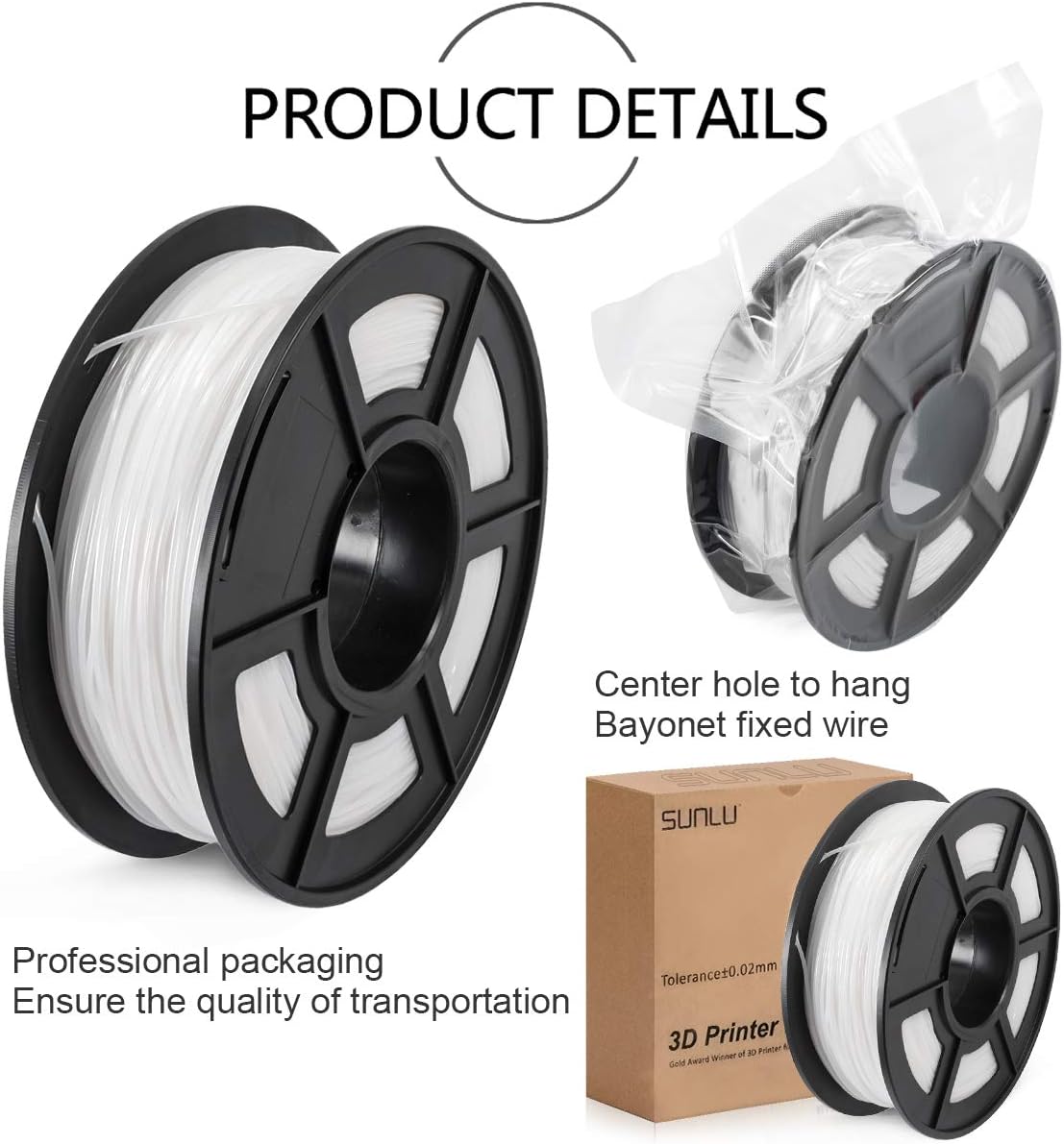 SUNLU Flexible TPU 3D Printer Filament, Fit Most FDM 3D Printers, Flexible TPU Filament 1.75mm Dimensional Accuracy +/- 0.03mm, Soft Consumables Roll, 0.5kg Spool (1.1 lbs), 165 Meters, 95A TPU White