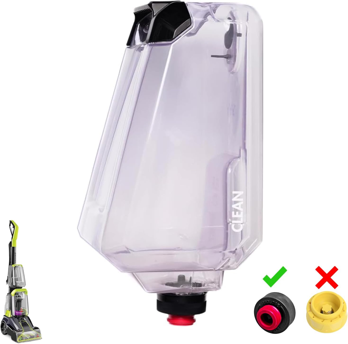 Replacement Clean Tank With Cap for Bissell TurboClean PowerBrush Pet Carpet Cleaner Machines - Part #1623828 | Compatible Only with Models 2987, 2806, 28062, 28068, 29878, 29879
