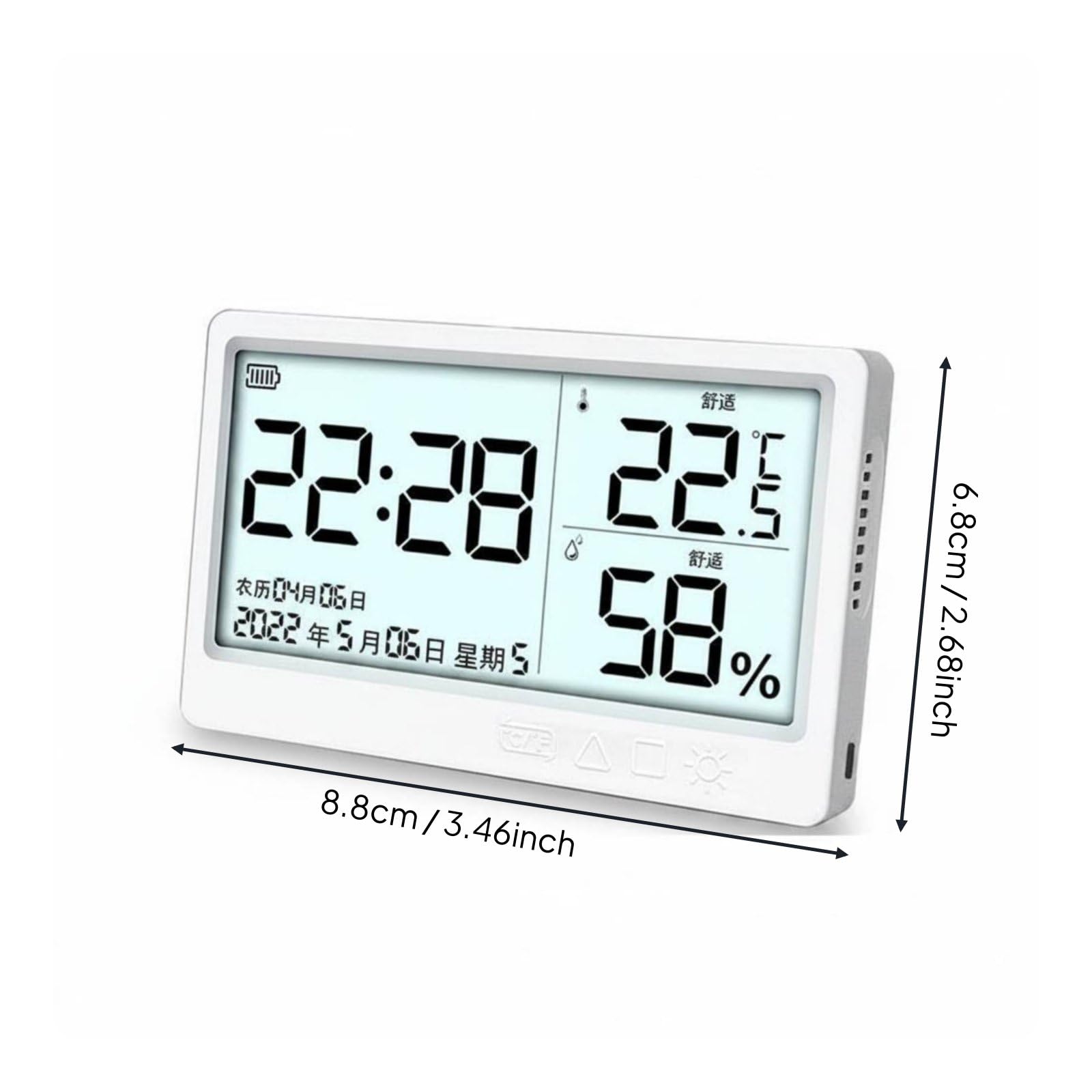 Thermomètre Numérique Hygromètre Horloge Calendrier Données Instantanées Rétroéclairage en Indicateur Humide Convient à Salon Chambre Bureau, color to 2