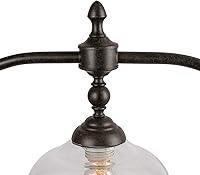 Vista 7 de LOG BARN Lámpara colgante para comedor, candelabro de granja en metal negro rústico con pantallas de vidrio transparente, cadenas ajustables