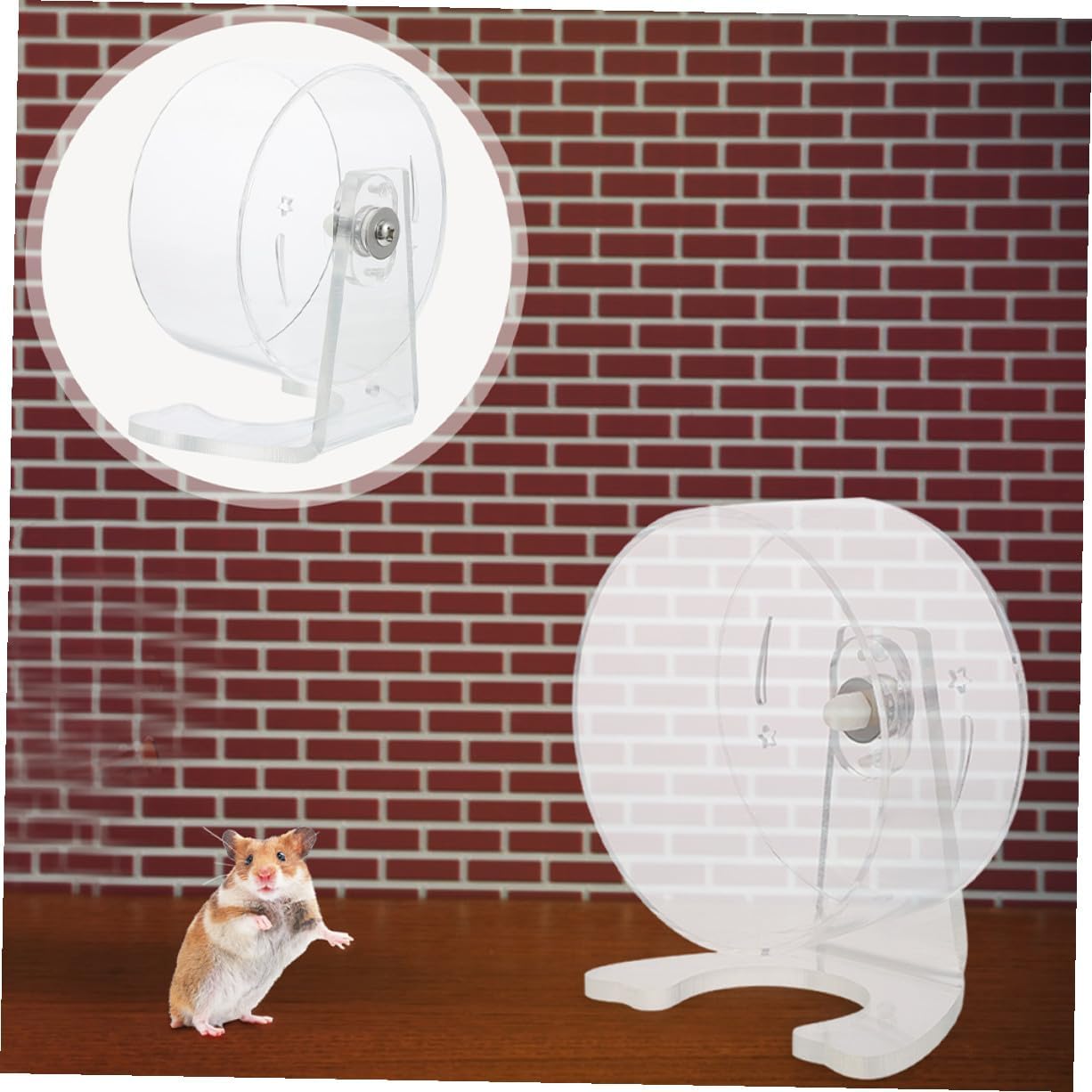 Silent Transparent Hamster Wheel with Stand Running Exercise for Small Animals Mice Gerbils Cage Accessory Easy Installation