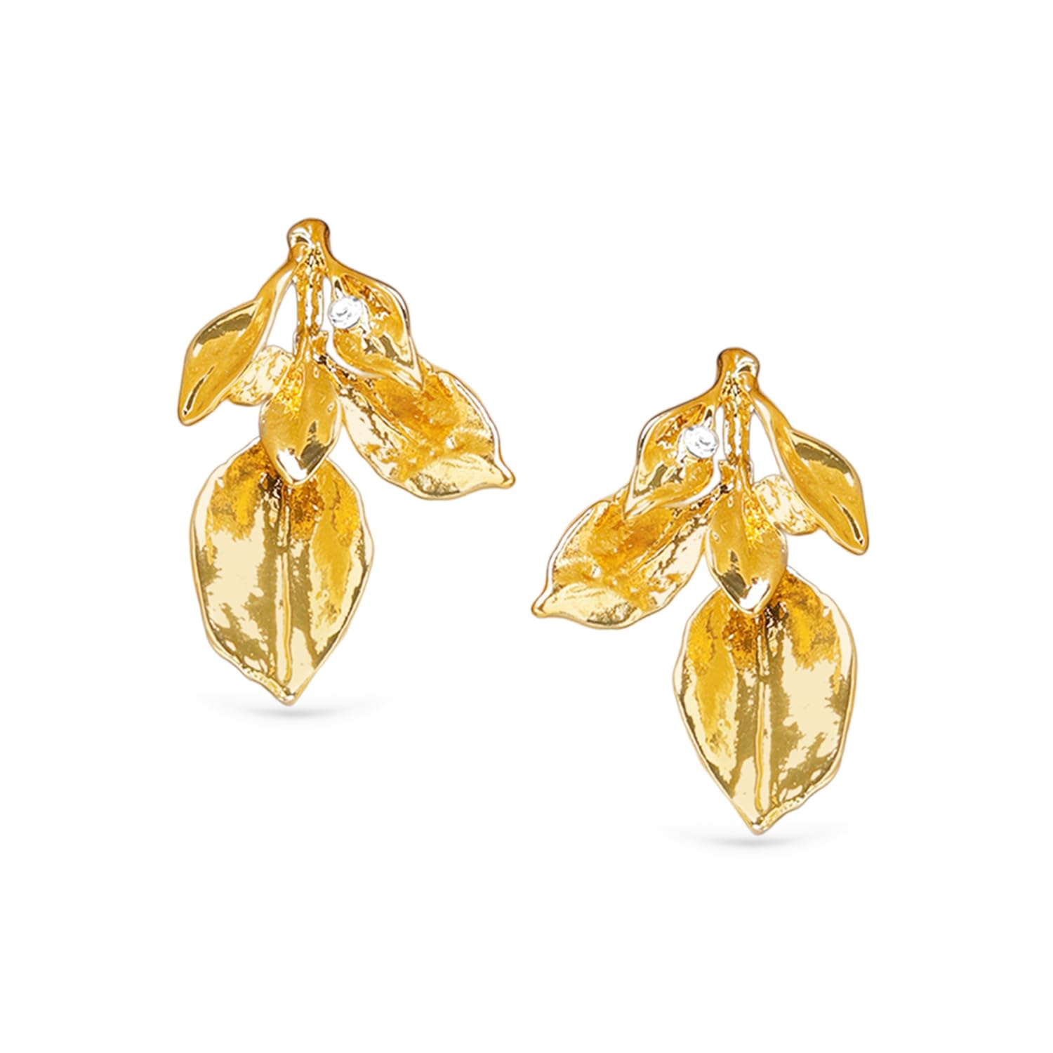 Rubans Voguish Statement Stud Earrings Stylish Jewellery with Sculpted Leaf Design Gift for Women & Girls