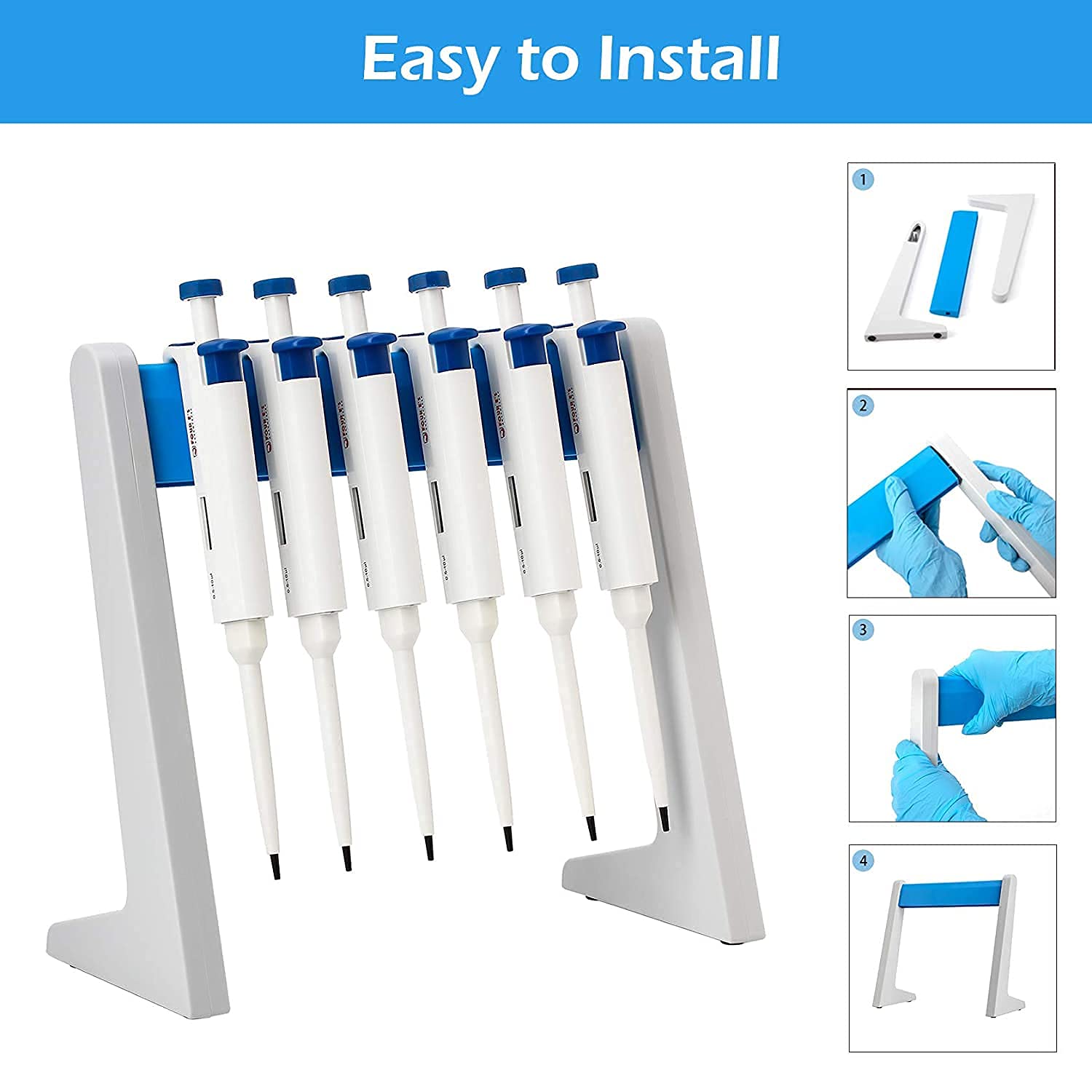 Laborpipettenständer Pipettenhalter Pipettenständer stabil für 6 Pipetten linear Ständer Pipettenhalter Mikropipettenständer Pipettenständerhalter Labor Pipetten Ständer