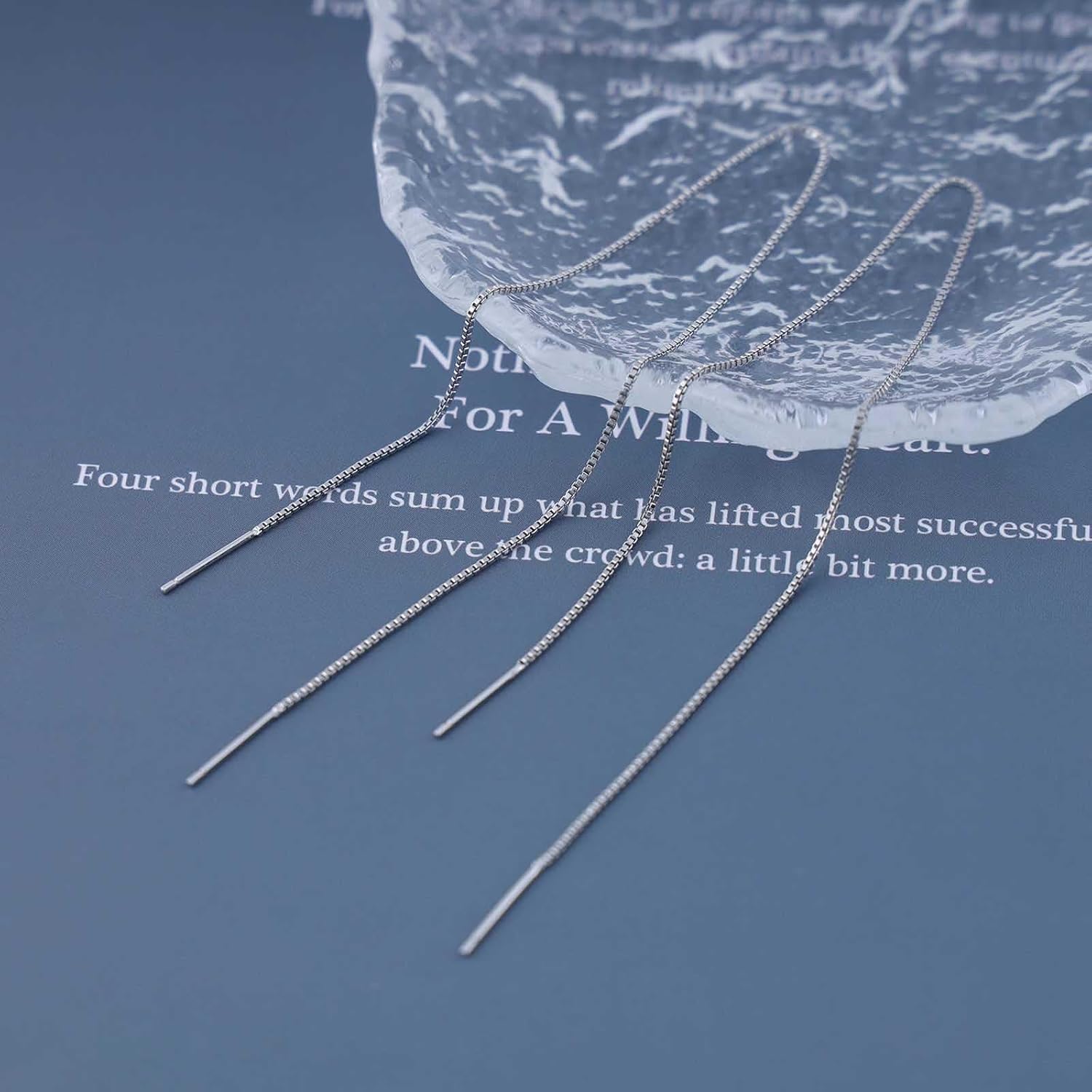 Vintage Chain Dangle Threader Earrings Silver Long Pull Through Earrings Thin String Threader Chain Earrings Chain Tassel Threader Drop Earrings Jewelry for Women and Girls - Image 6