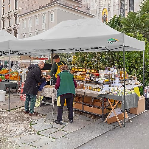 Image of COBIZI 10x15 Pop Up Canopy Tent with 4 Sidewalls,Heavy Duty Canopy,White