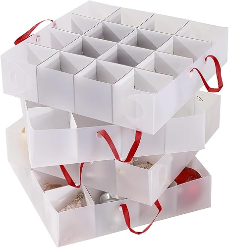 Miniatura 3 de Sattiyrch Caja de almacenamiento de adornos navideños de plástico, 4 bandejas con divisor personalizable, cierre con cremallera, a prueba de polvo,
