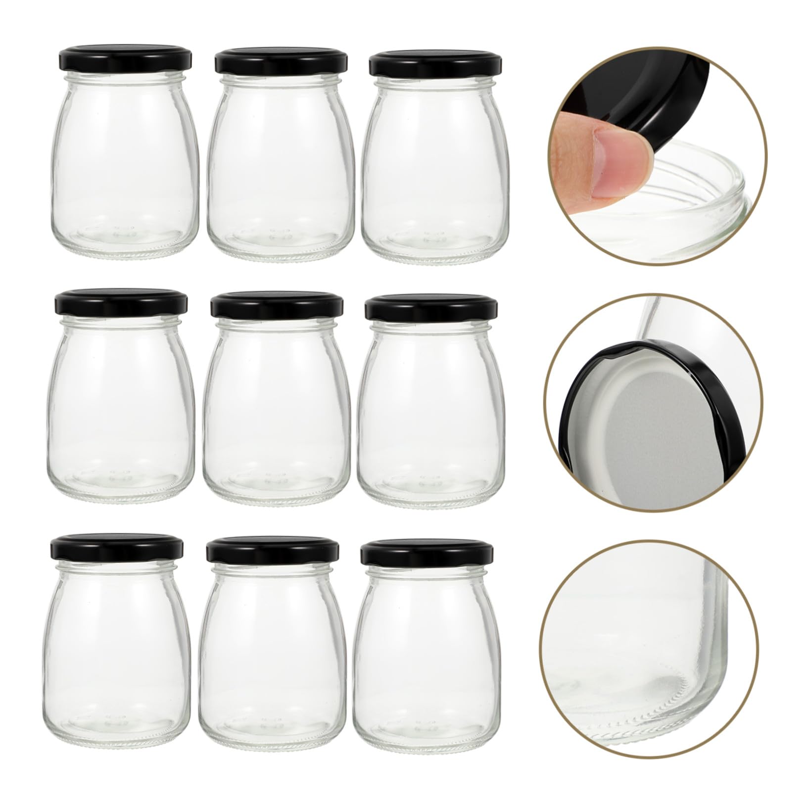 Hohopeti 10 Stück Teiliges Glasaufbewahrungsgläser mit Metalldeckel Luftdichte Transparente Vorratsdosen für Süßigkeiten Tee Desserts Pudding Zucker Küche Organisiert und Geschützt