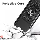 TheGiftKart Tough Armor Bumper Back Cover Case for iPhone 17 Pro | Rotating Camera Cover, Kickstand & Ring Holder | 360 Degree Protection Back Cover Case for iPhone 17 Pro (PC & TPU, Black) gallery image