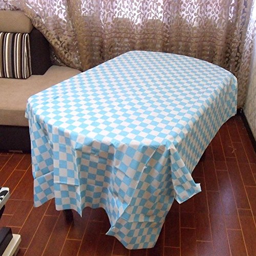 Laslu Pack Of 6 Plastic Blue And White Checkered Tablecloths -Party Picnic Camping Vinyl Tablecloth - 108 X 54 Inches Vinyl Tablecloth (Blue And White) #TOP1