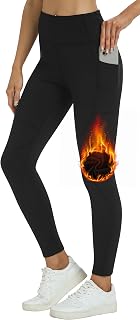 Women's Fleece Lined Leggings High Waist Winter Thermal Workout Yoga Pants Water Resistant Hiking Joggers with Pockets