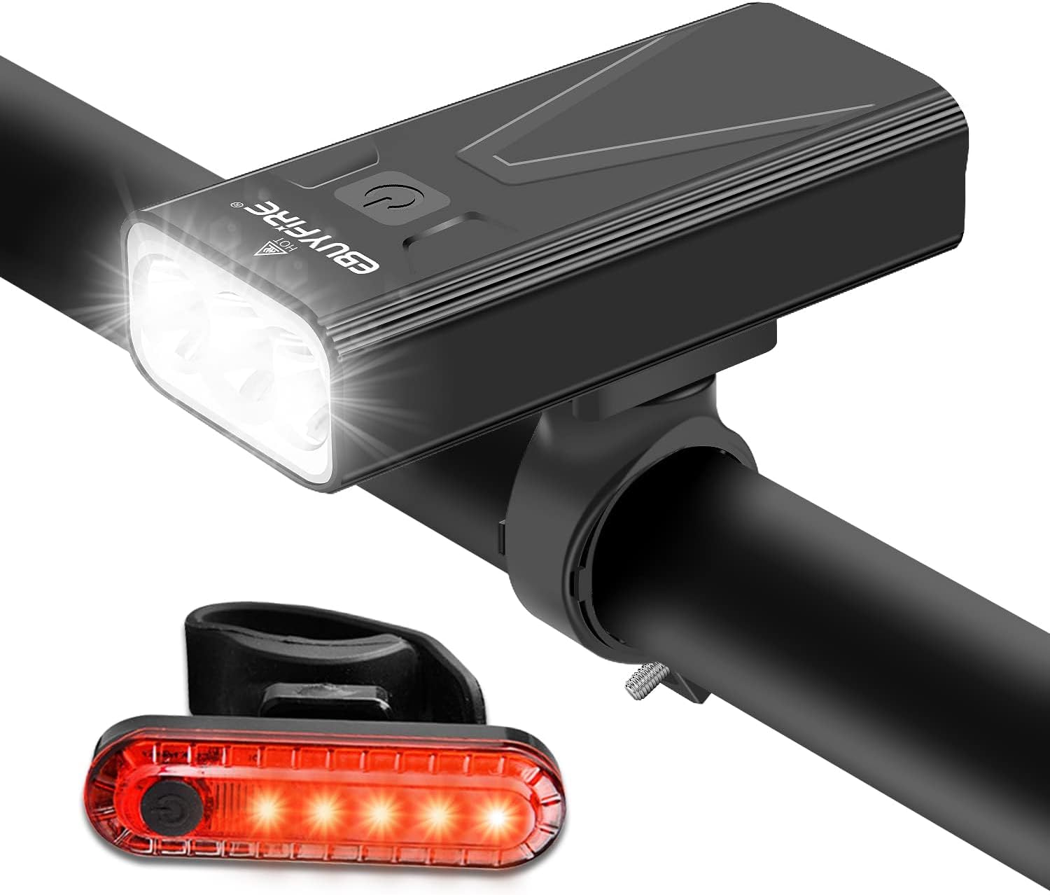 USB Rechargeable Bike Light Set - Super Bright LED Bicycle Headlight with 3/5 Modes, Waterproof Front Light & Taillight, Fits All Bikes Including Mountain and Road Bicycles