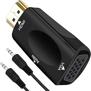 HDMI to Vga Adapter, HDMI to VGA Converter with 3.5mm Audio Output Cable, Suitable for Wide Range of Equipment, TV Converter, PC, MacBook Pro/Air, Samsung Galaxy, Nintendo Console