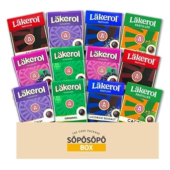 Lakerol Lakerol Sugarfree Pastilles 6-Flavor Variety Two 0.8 oz packages each in a SOPOSOPO Box Total of 12 items SOPOSOPO Box