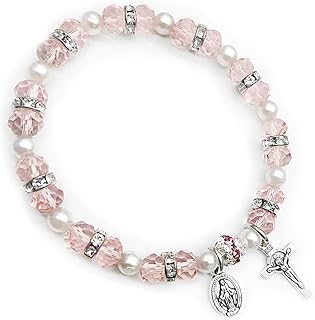 POYAMUSE Catholic Rosary Bracelet for Women - Beaded Religious Jewelry, Cross Bracelet for Women, Spiritual Accessories
