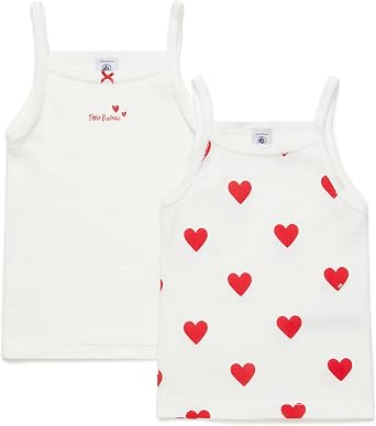 Petit Bateau Girls 2 Pack Heart Print Tank TOP Style A00FQ Sizes 2-12 Years