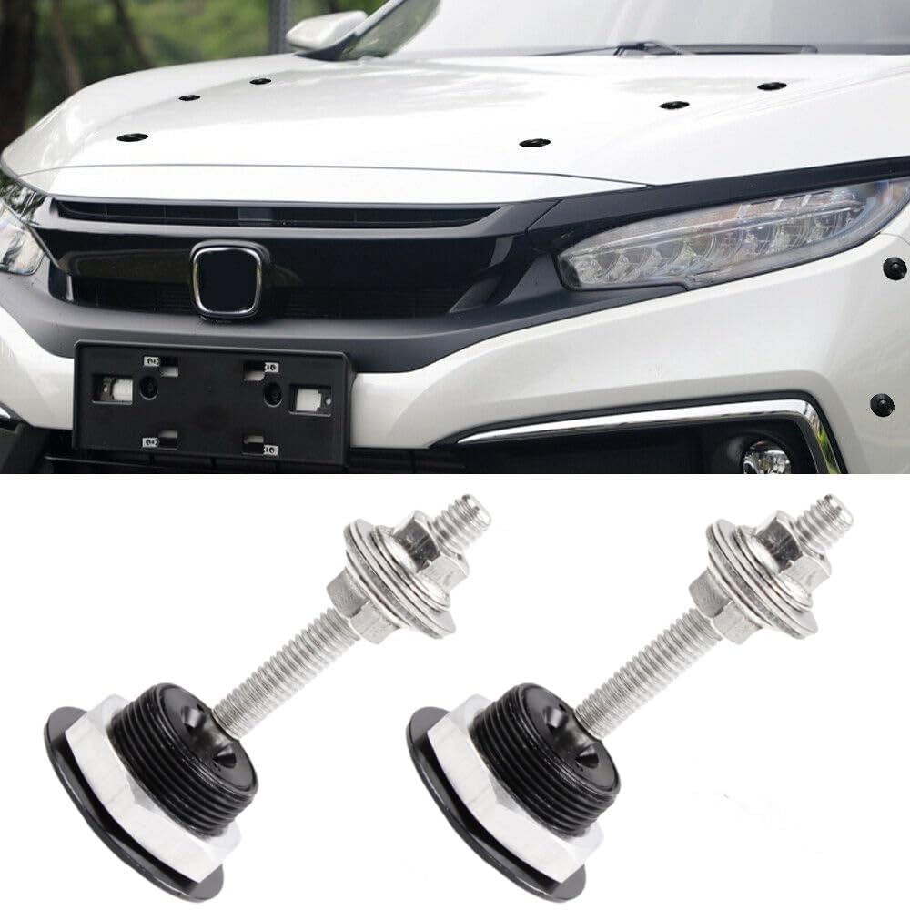 4PCS Quick Latch Hood Pins, Quick Release Lock Latch Bumper, Diameter 1.25 inch Universal Aluminum Vehicle Hood Pins Bumper Hood License Plate Lock Clip Push Button Bonnet (8, Black)
