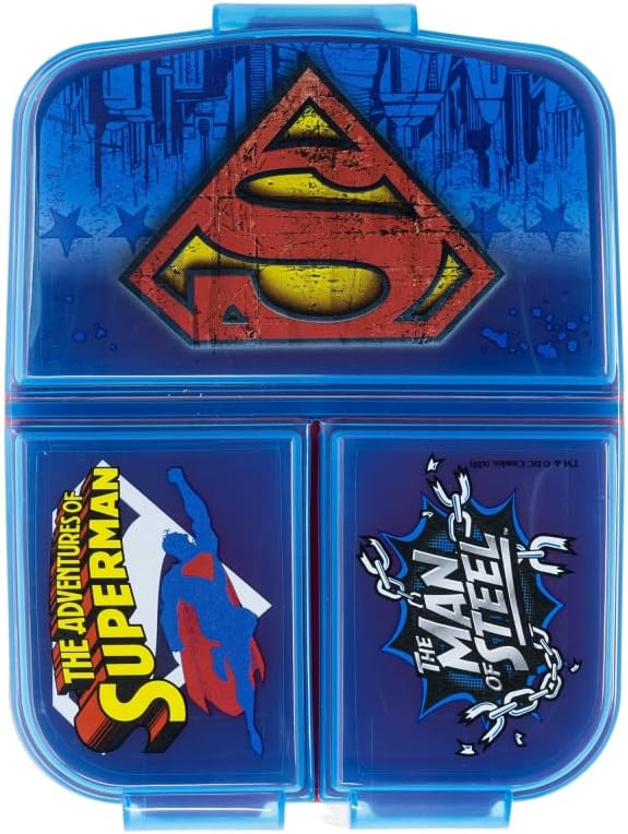 OM SUPPLIES Superman Reusable Sandwich Lunch Box 3 Multi Compartment Kids Children School (Superman)