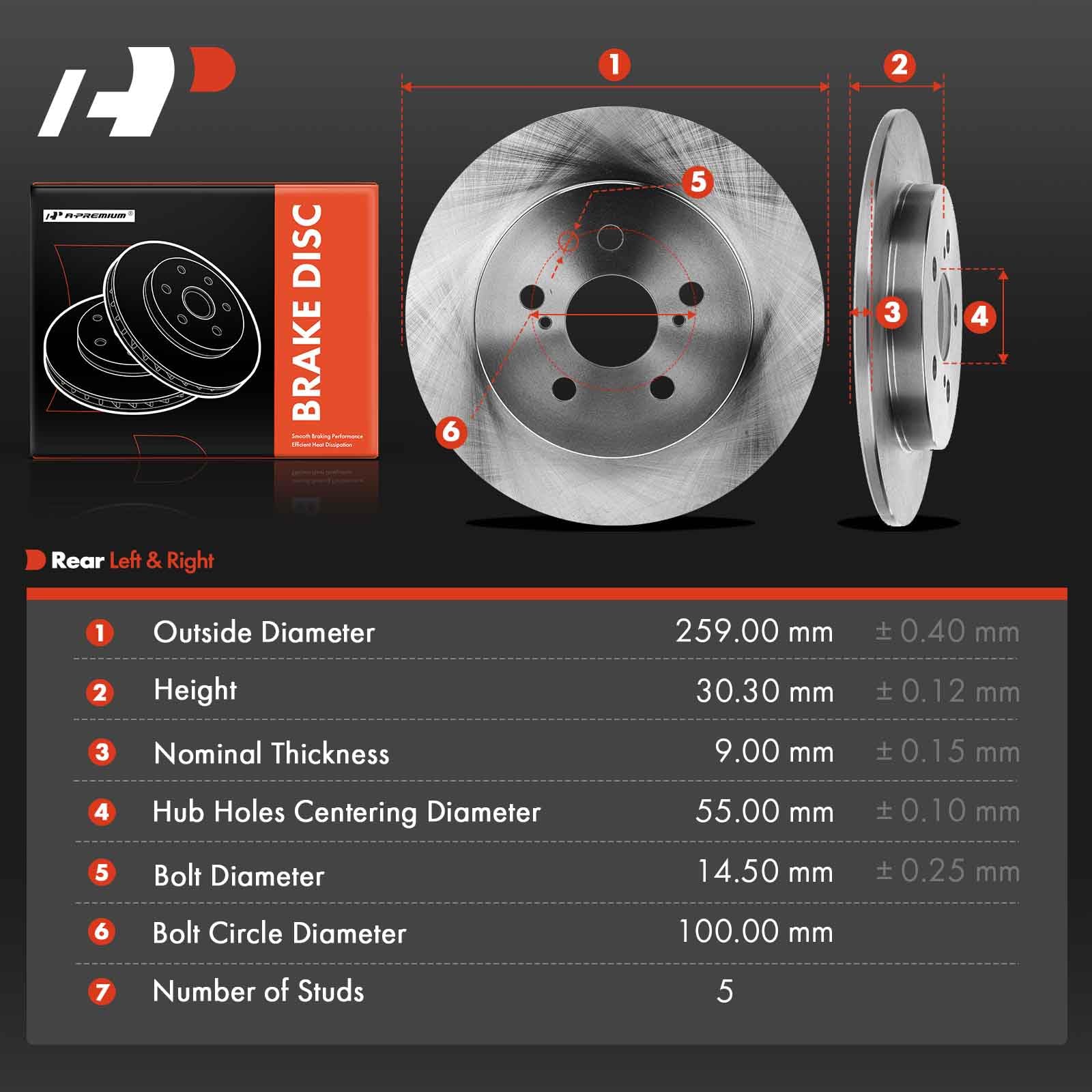Amazon.com: A-Premium 10.20 inch (259mm) Rear Solid Disc Brake