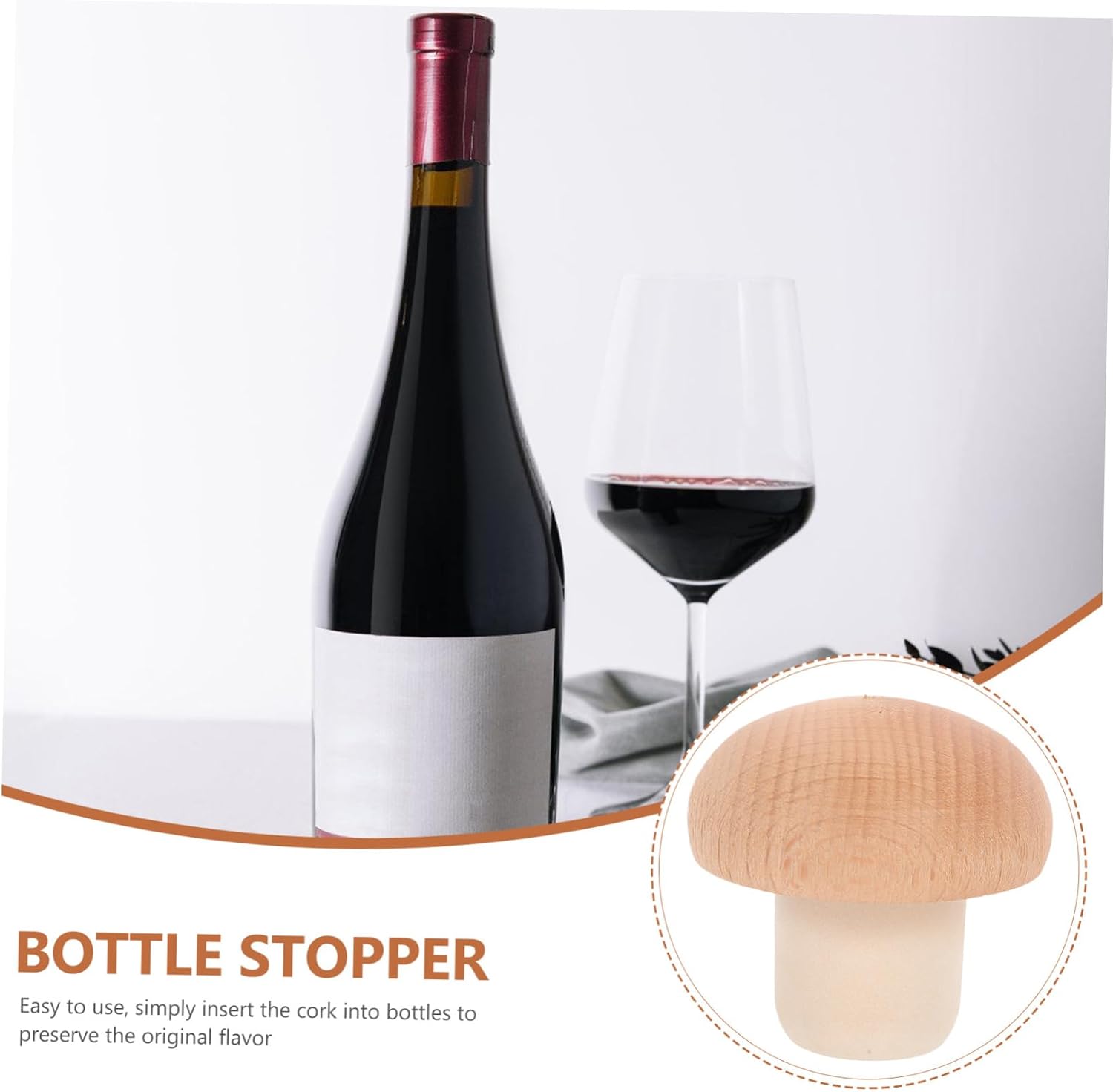 8pcs Mushroom Wine Bottle Stoppers Wooden Sealing Plugs