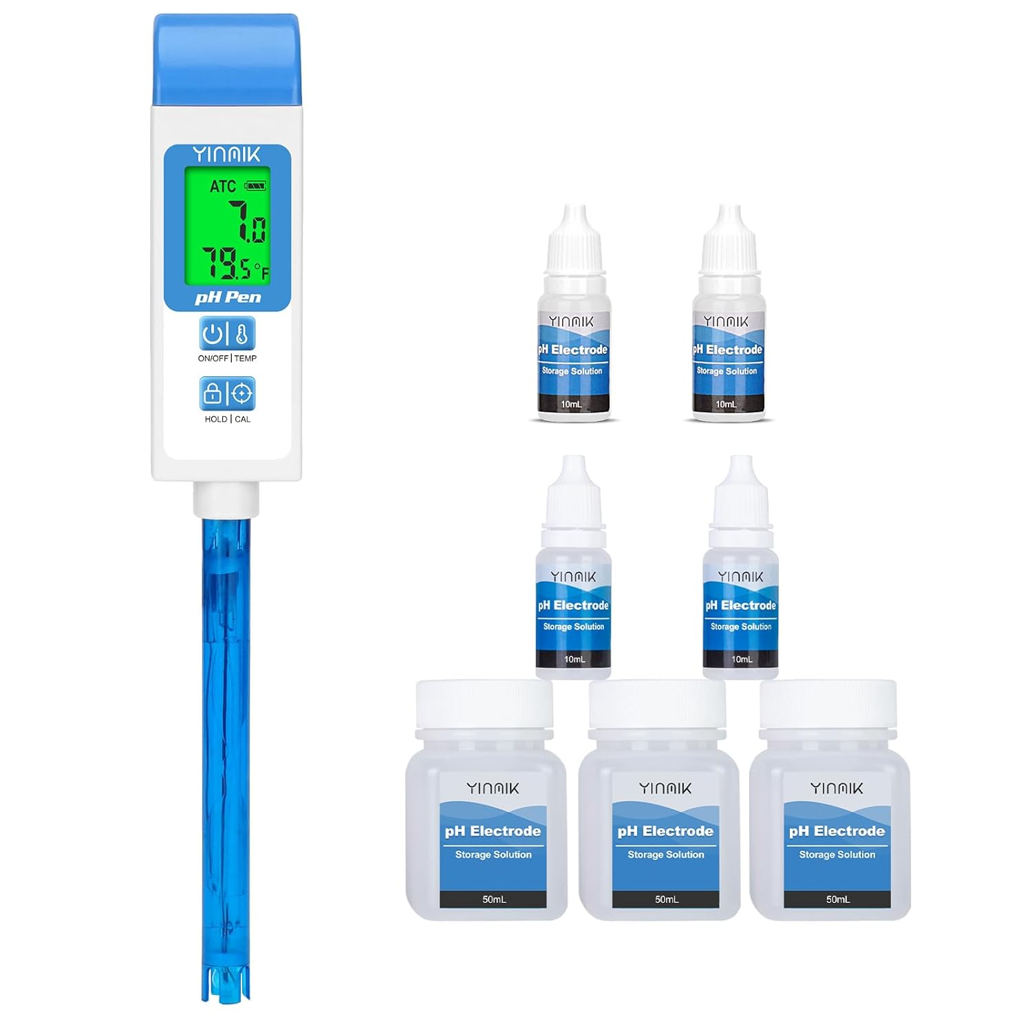 YINMIK pH Temp Meter and pH Storage Solution Kit