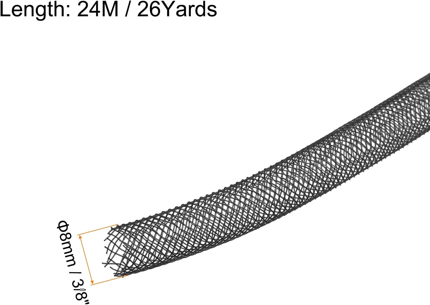 MECCANIXITY 26 Yards Mesh Tube 3/8 Inch Decor Tubing Flex for Wreath, Gift, Decorations Birthday, and Wedding Party,DIY Craft - Black