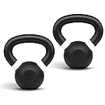 Yes4All Powder Coated Kettlebell, 9 lb Cast Iron Core Kettlebells with Non-Slip Handle & Flat Bottom for Conditioning, Heavy Duty for Strength Training - Pair, White