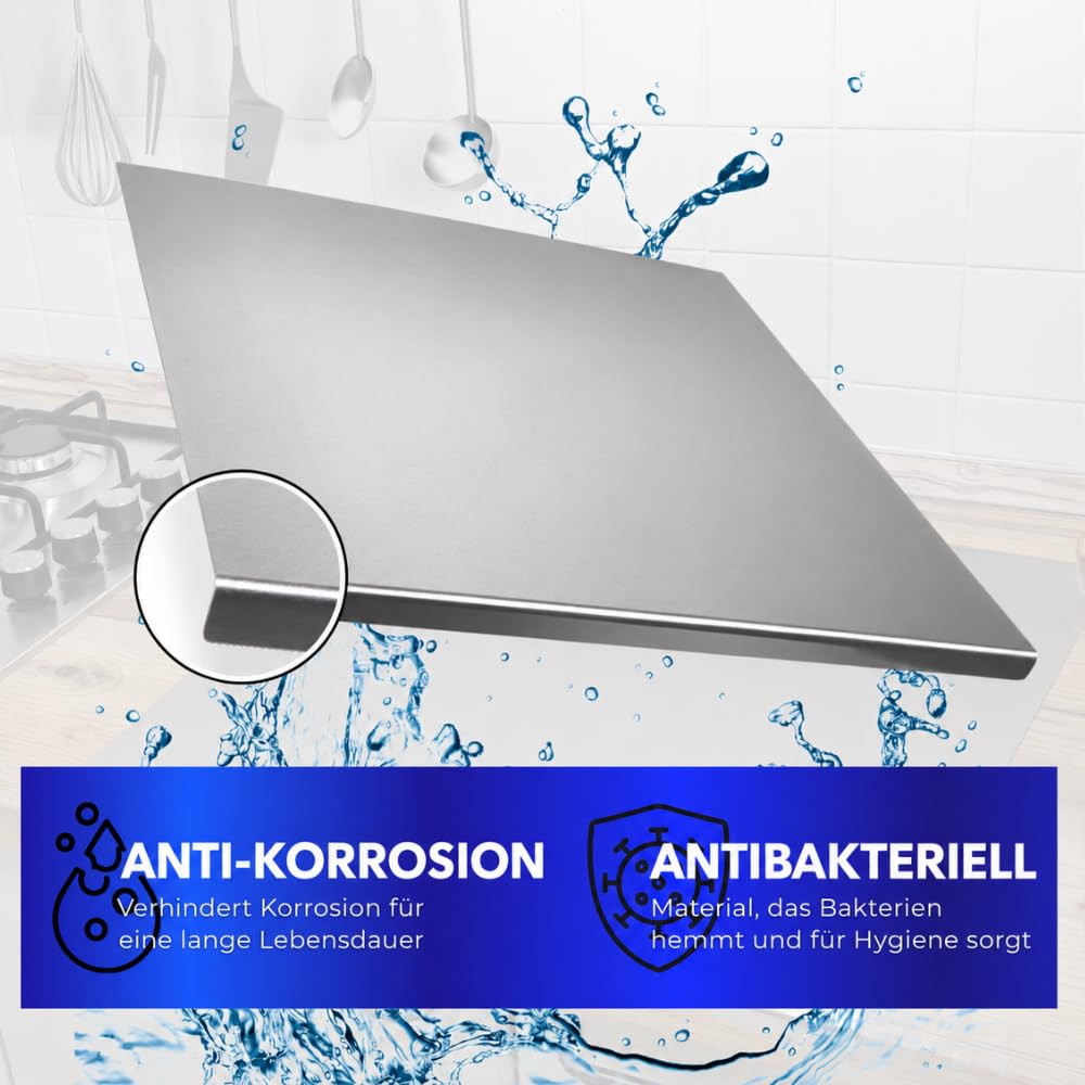 INOXLM Schneidebrett 2 STÜCK Edelstahl + Teigschaber, Edelstahl Arbeitsplatte verschiedene Größen für Küche Bar Restaurant | Knetbrett Made in Italy (40x50 cm Piega 2 cm)