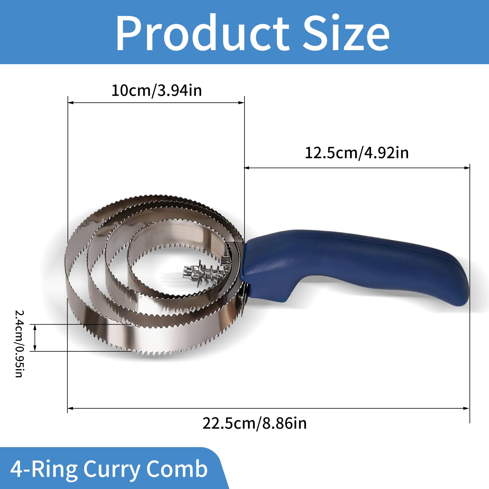 Curry Comb Kit for Horses - 4 Combs & Brush Set -2