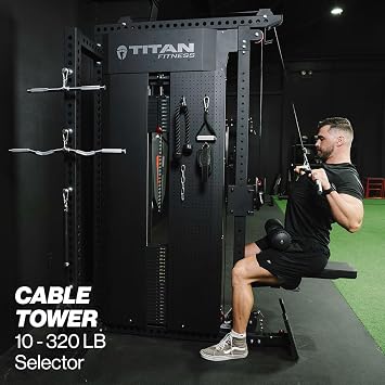 Titan Fitness Selectorized Cable Machine, LAT Pulldown & Low Row Gym Machine