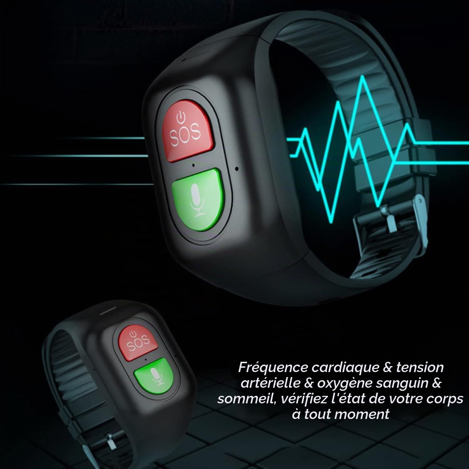 Montre connectée 4G pour seniors, montre intelligente avec alarme et rappel, alerte automatique en cas de chute avec bouton d'urgence SOS, localisation GPS et appel vocal, pour les personnes atteintes