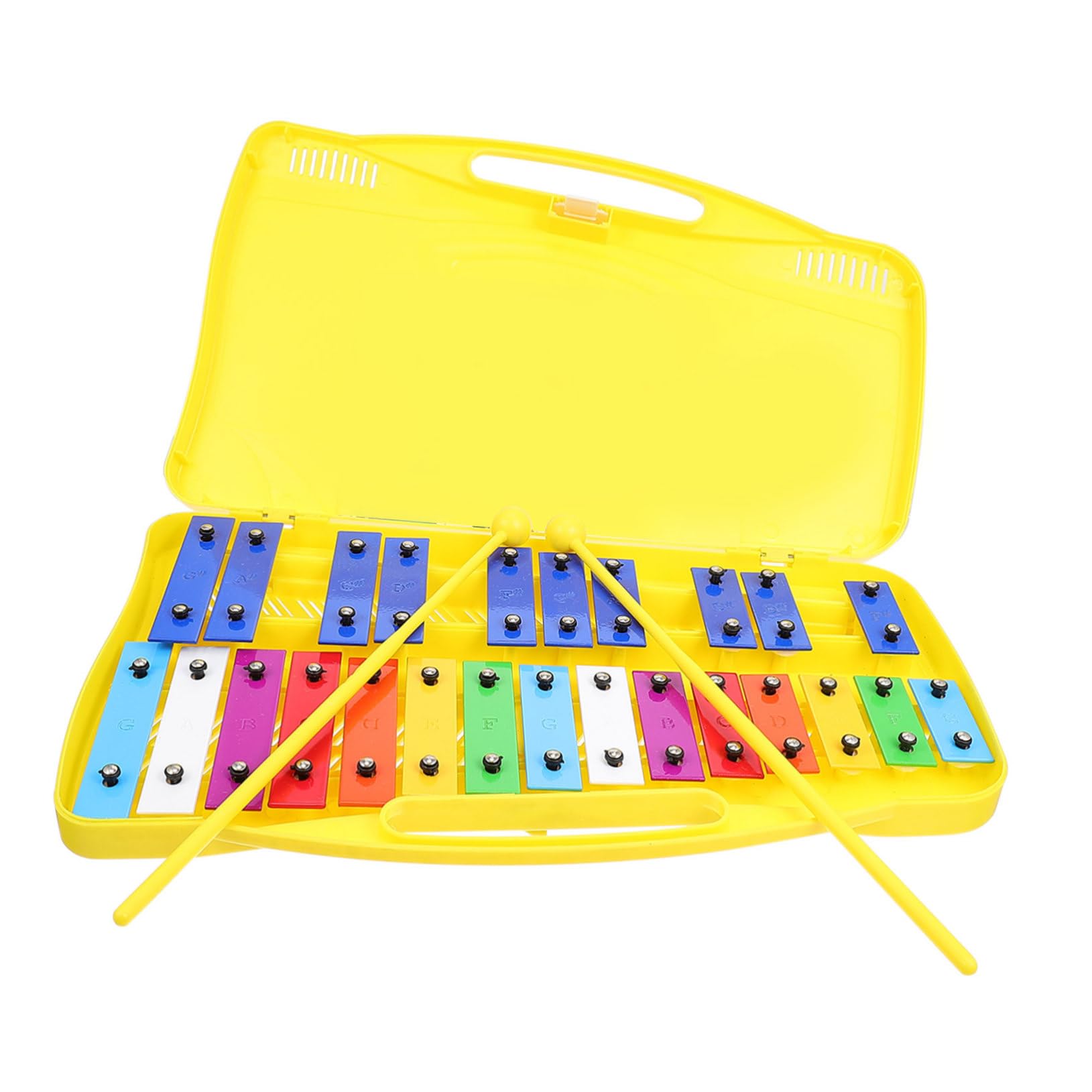 Metalófono de 25 Notas, 1 Juego, Placa de Hierro y Plástico | Instrumento Orff, Base Firme y Superficie Lisa, Estimula el Ritmo en Casa o Aulas para Pequeños y Bebés