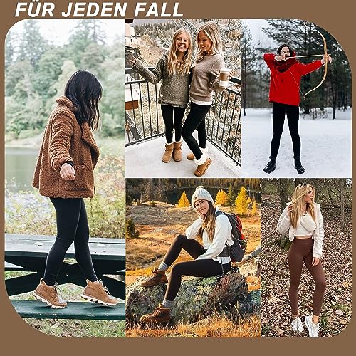 Foto von ACTINPUT Thermo Leggings Damen mit Innenfleece High Waist Gefüttert Leggins Lang Winter Warme Sportleggins Strumpfhosen Yogahose Laufhose Sporthose（Schwarz，M）