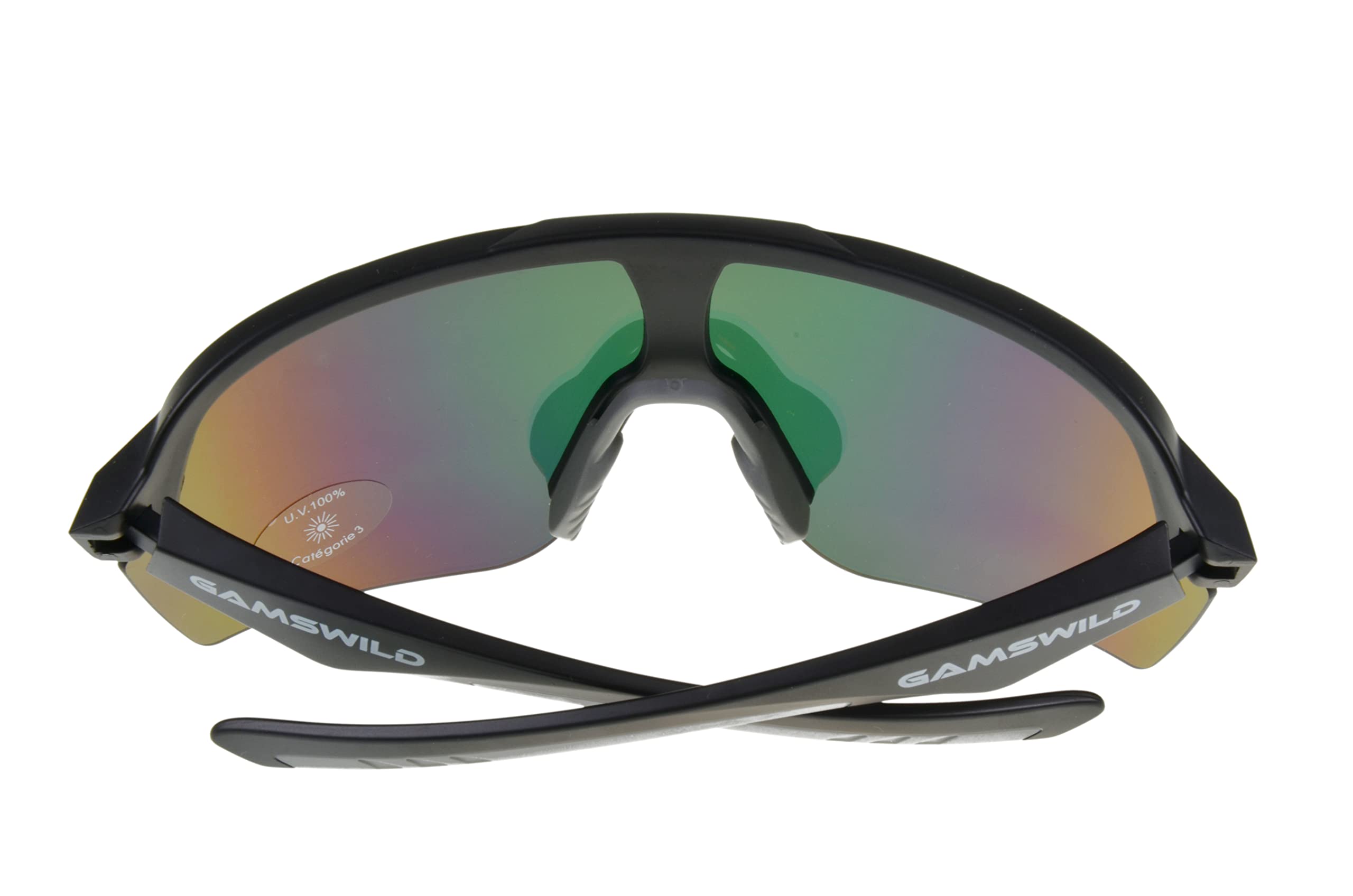 Gamswild WS7138 Occhiali da Sole Sportivi specchiata Unisex UV400 TR90 – Lente Monoblocco Antivento per Ciclismo, MTB, Running e Outdoor Uomo Donna – nero