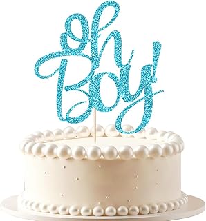 Oh Boy Cake topper, Glitter Blue Baby Shower Cake Topper,for Boy Baby Shower Cake Party Decoration Supplies