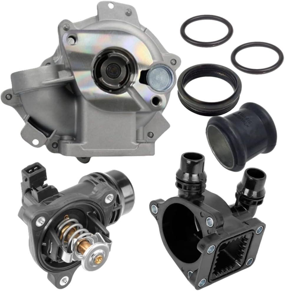 Engine Water Pump Coolant Thermostat with Flange Kit Compatible with Automotive Motorcycle Parts E87 E90 E91 E92 X1 E84 N46 for Part Number 11517515778 11537510959 11517572859