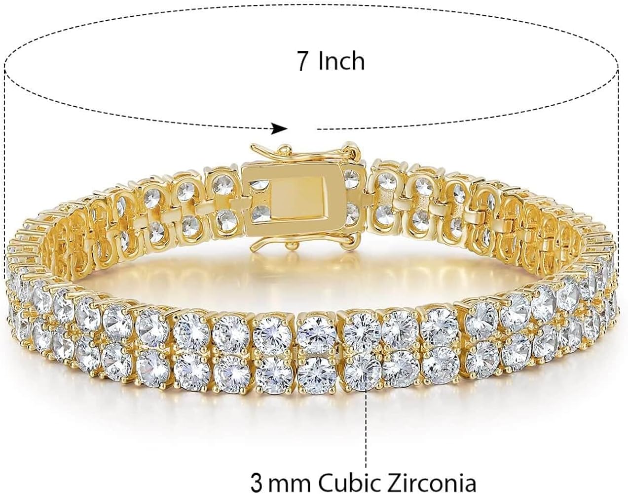 Amazon.com: Gemsme 2 Rows Tennis Bracelets for Women Men - 18K