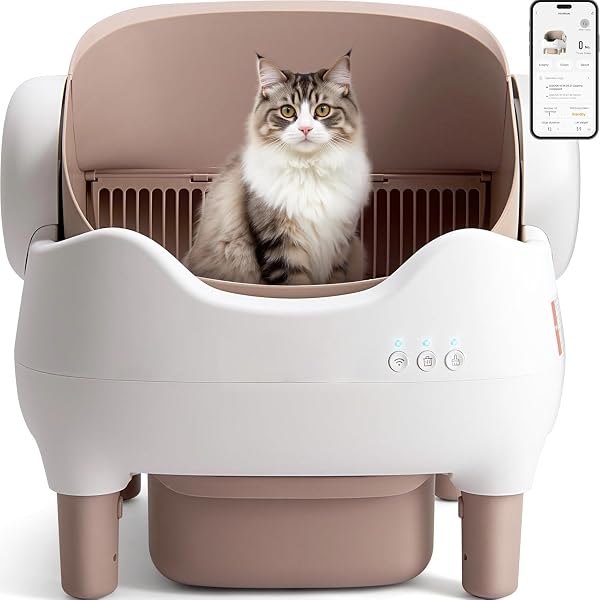PTEROMYS Self-Cleaning Cat Litter Box with Safety Sensor