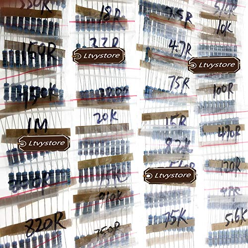 Ltvystore Metal Film Resistor Kit 1W, 1 Ohm - 1M Ohm Resistors Assorted 1 Watt 1%, Premium Compatible Arduino Resistor Assortment Pack 50 Value, Pack of 500 - Thumbnail 3