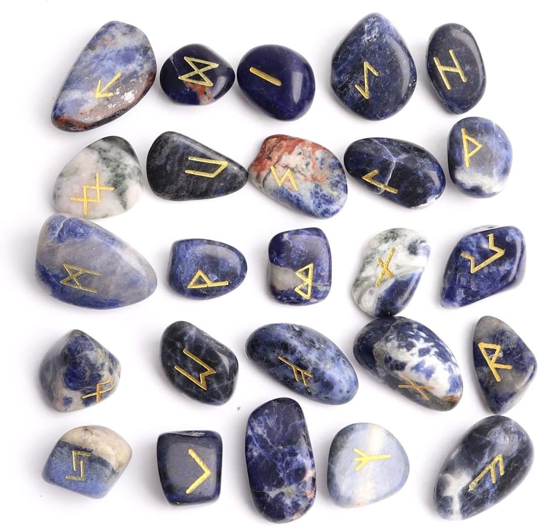 ZTBH Natural Meditation Crystal 25Pcs Natural Runes Divination Crystal Rune Stones, Irregular Fortune-Telling Polished Gemstone Gravel Healing Aquariums Decor Crystal Stone (Color : 35)