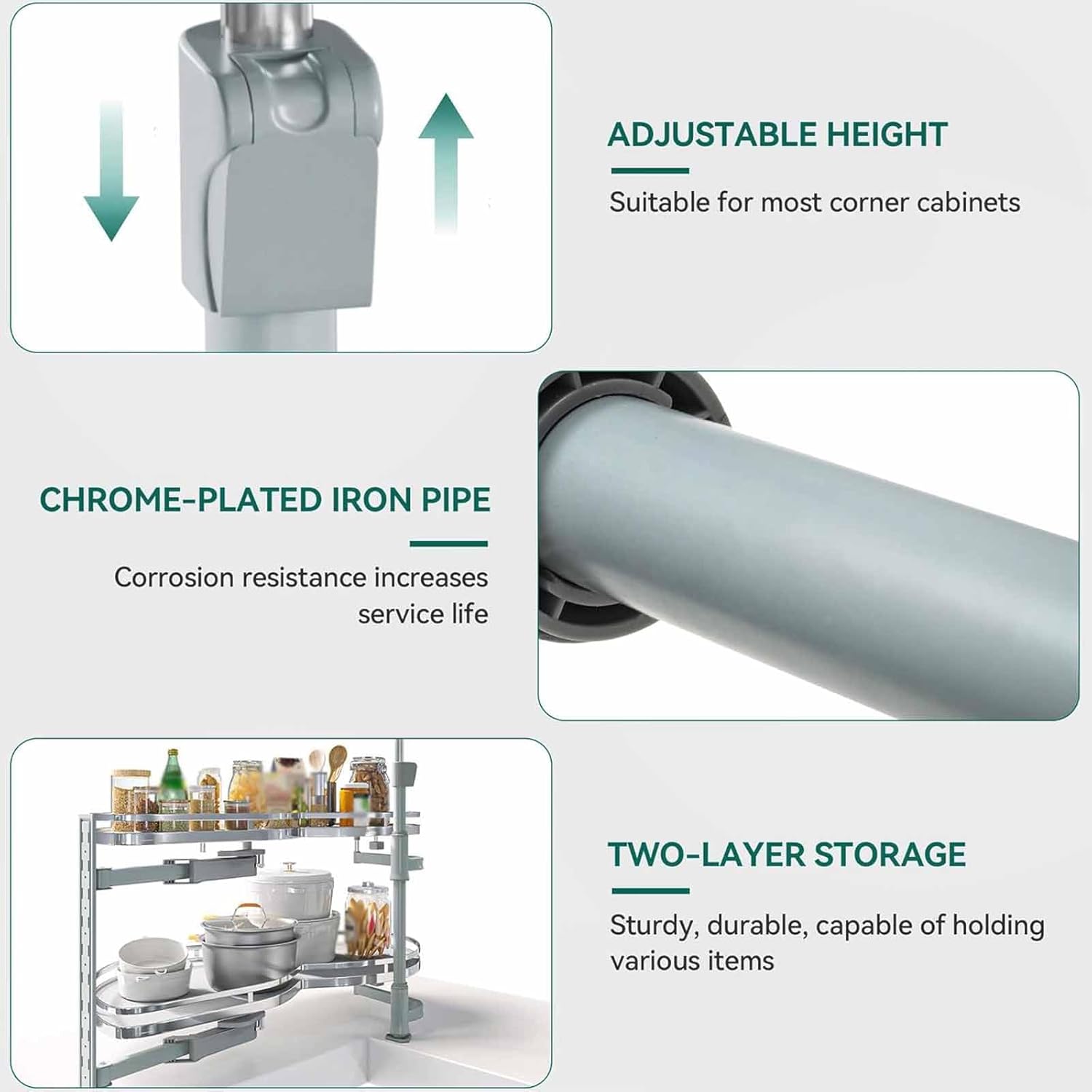 Kitchen Organizer Blind Corner Cabinet Organizer Opening Soft Close Heavy Duty Kitchen Corner Cabinet Organizer Kitchen Pantry Rotating Racks Pot Basket Storage Rack,Left Door-1000 Cabinet