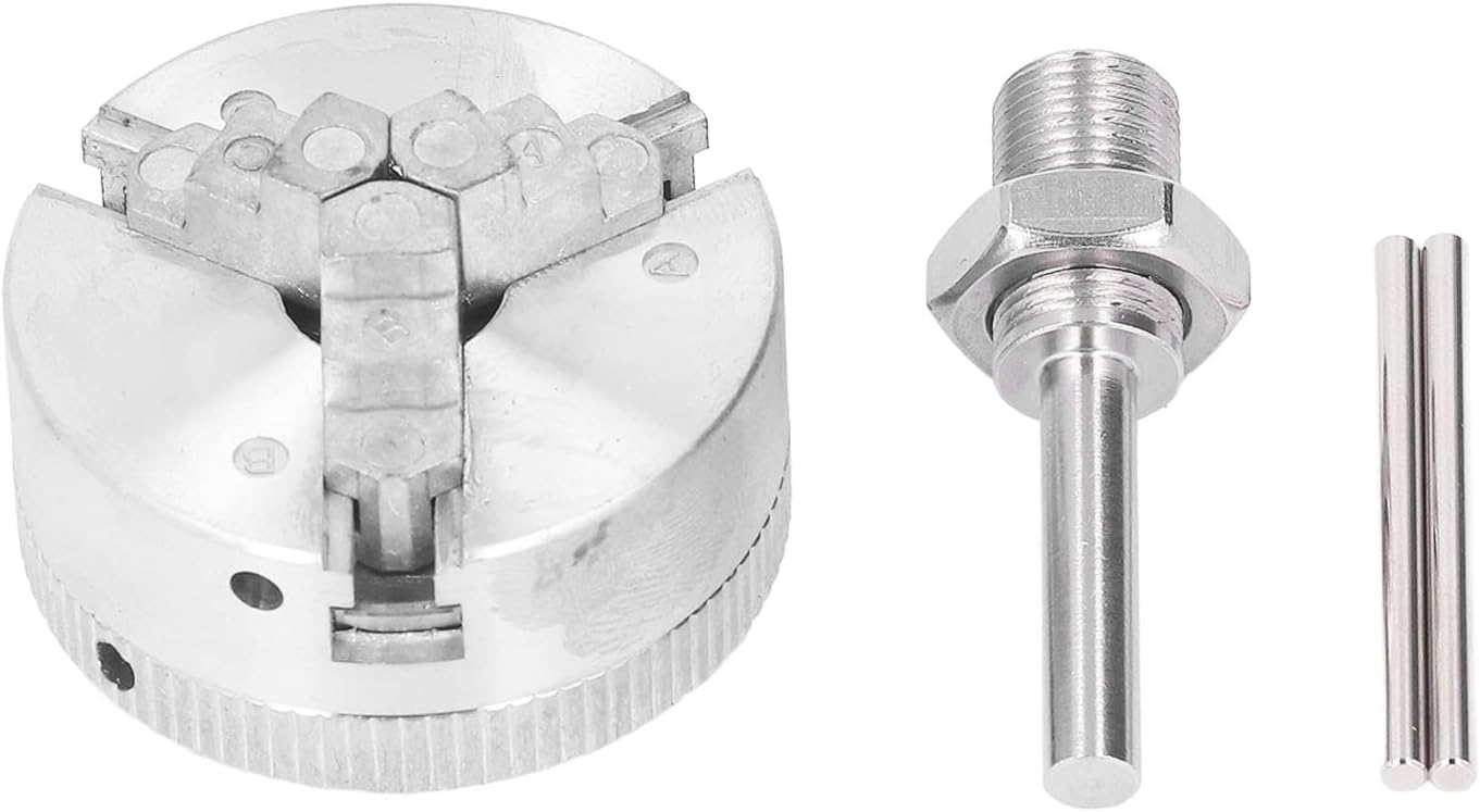 Topyond 3 Jaw Lathe Chuck Set, Aluminum Alloy Lathe Jaw, Self Centering Lathe Chuck Plate with X1 Connecting Rod 10x35mm Clamping